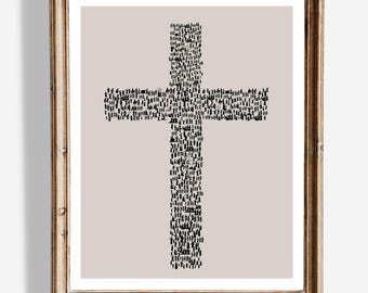 Gesù sfama 5000 persone, arte murale digitale, arte di Gesù, arte biblica, miracolo di Gesù, arte murale, Dio provvede, arte murale della croce, poster della croce