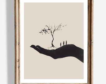 Arte mural de la semilla de mostaza / Decoración cristiana minimalista / Impresión de "Fe como una semilla" / Póster de historia bíblica / Arte religioso para el hogar / Decoración cristiana