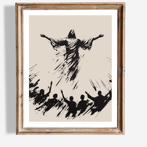 Ascension of Jesus Wall Art | Minimalist Christian Decor | Religious Faith Poster | Spiritual Home Art | Heaven Print | Sacred Event Artwork