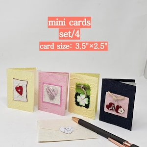 Cartoline "MINI" fatte a mano al 100% (A4)-set/4, Dalla carta all'arte ~ Unico nel suo genere per qualcuno di speciale ~ Grande collezione ~ Dimensioni della carta: 3,5"x2,5"