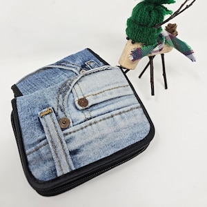 Blue denim purse deals