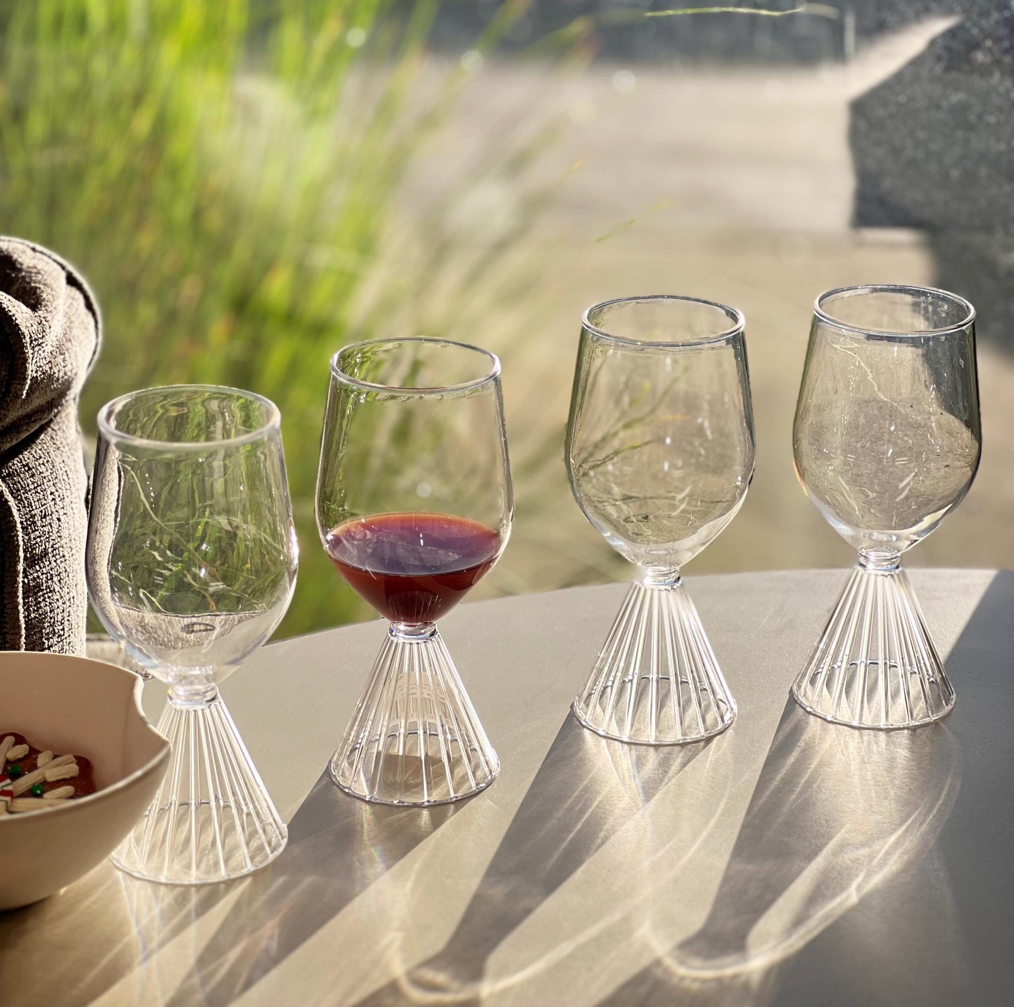 アペリティフグラス スモーク チェコ 吹きガラス