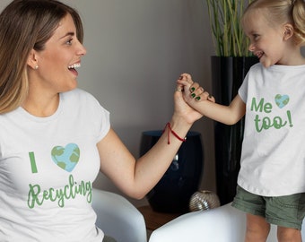 Earth Day Mommy and Me T-Shirts, Mommy & Me Recycling Tshirts, Teach Recycling, Mom