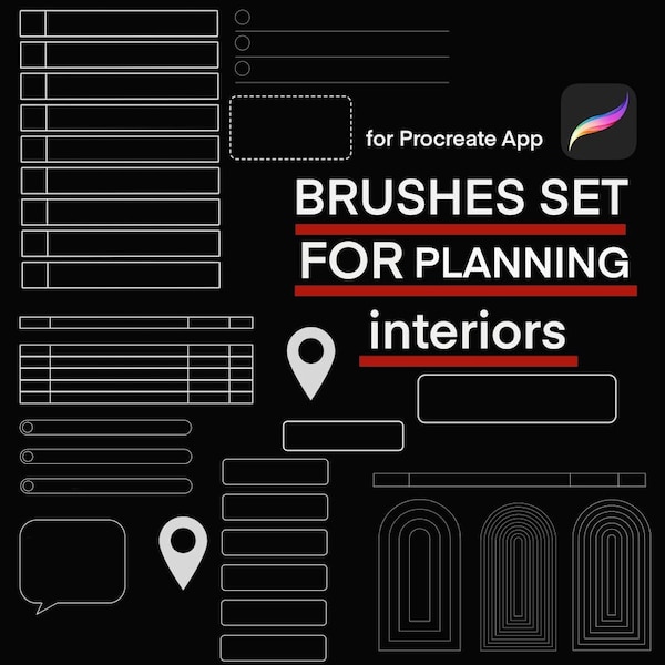 Additional Architecture Brushes Sets for Procreate/Space planning/Planning interiors/Digital Brushes