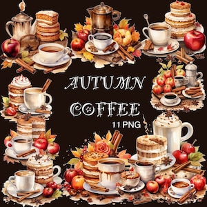 Aquarela Café De Outono E Torta De Maçã Clipart/Café Aquarela PNG/Download