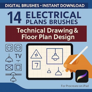 Electrical Plan Procreate Brushes | Architectural & Floor Plan Stamps for iPad
