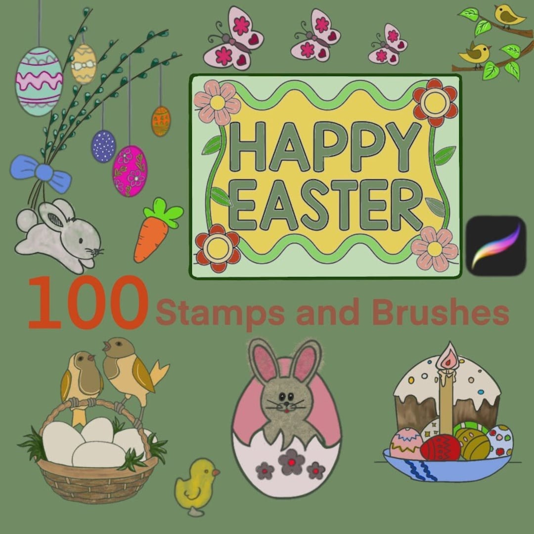 Procreate Easter Brushes/easter Bunny Stamp Brushes/easter Procreate