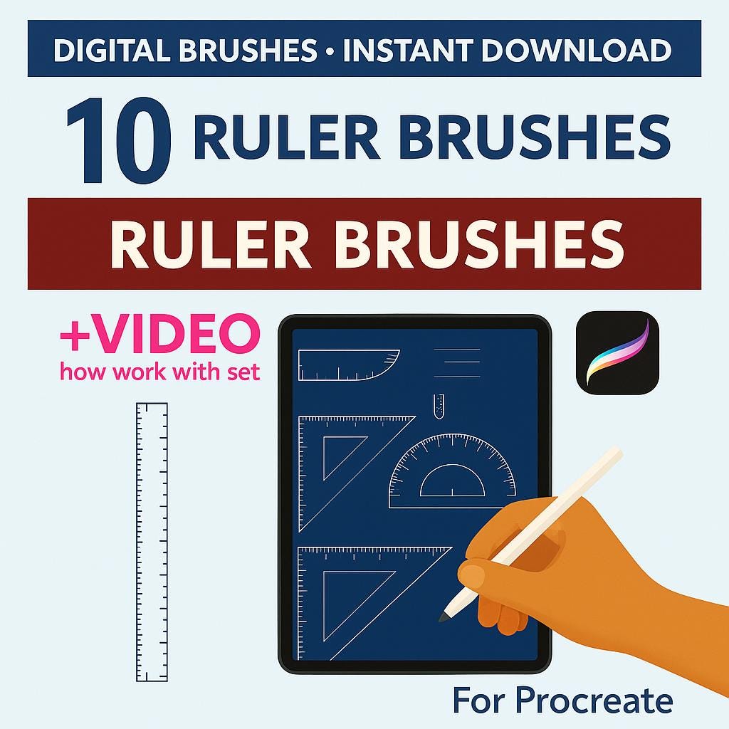 10 Digital Rulers for Procreate | Floor Plan & Architecture Tools | Professional Measuring Kit + Video Tutorial