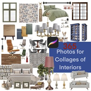 FOTO per schizzi di interior design/COLLAGE arredamento stanze/Clipart/Moodboard Collage/Procreate/365 foto