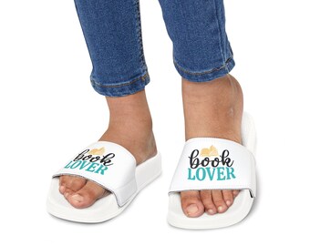Book Lover Youth PU Slide Sandals Bookish Book Worm Book Lover Reading Librarian Cool Graphic Artistic Classic Gifts for Kids