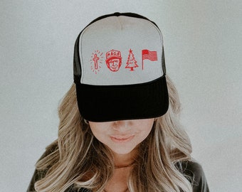 Gorra bordada de Trump Gorra de camionero bordada God Freedom America 2024 Ropa MAGA Ultra Maga Free Trump Merchandising de Trump para mujer Gorra Trump