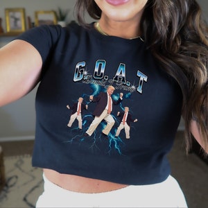 Trump G.O.A.T 2024 Crop Top Trump 2024 Tshirt Stop The Witch Hunt Free Trump MAGA Apparel Ultra Maga Lets Go Brandon Make America Great