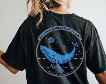 Jonah And The Whale ComfortColors Christian Merch Ocean Inspired Style Whale Shirt  Catholic Tshirt Salvation Comes From The Lord