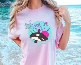 Orca Shirt 90s Vintage Killer Whale Ocean Inspired Style Coconut Girl Ocean Animal Shirt Marine Biology Whale Shirt Save The Ocean Orcas
