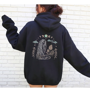 Mushroom Hoodie Morel Mushrooms Mushroom Sweatshirt Dark Green Hoodie  Witchy Hoodie Forest Green Hoodie Psychadelic Hoodie Moon Sweatshirt