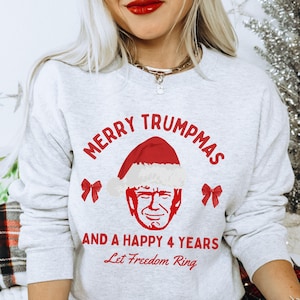 Merry Trumpmas Trump Santa SweatshirtTrump 2024 MAGA Apparel Ultra Maga Vote Shirt Free Trump Womens Trump Clothes Trump Merch