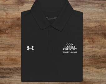 God Family Country geborduurd herenpoloshirt geborduurd Under Armour® herenpoloshirt