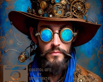 Stampa artistica di Steampunk Dude: download digitale AI, arredamento per la casa