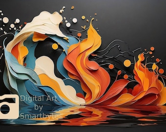 Stampa artistica di alchimia astratta: Terra, vento, fuoco, acqua (download digitale)