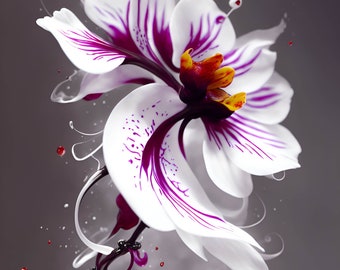 Stampa artistica di orchidee fluide: arredamento floreale moderno per la casa (download digitale)