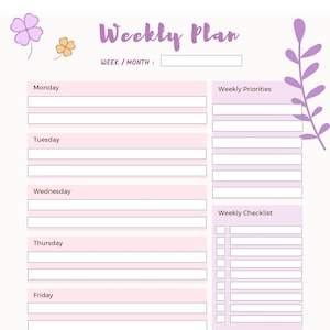 Printable Weekly Planner: Minimalist Task List (Digital Download)