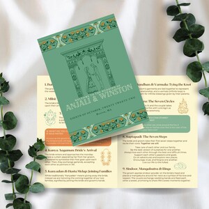 Indian Wedding Program, Digital Canva Template, Instant Download- Hindu/Gujarati Ceremony Booklet, LGBTQ+, Boho, Floral, Retro, Marigold