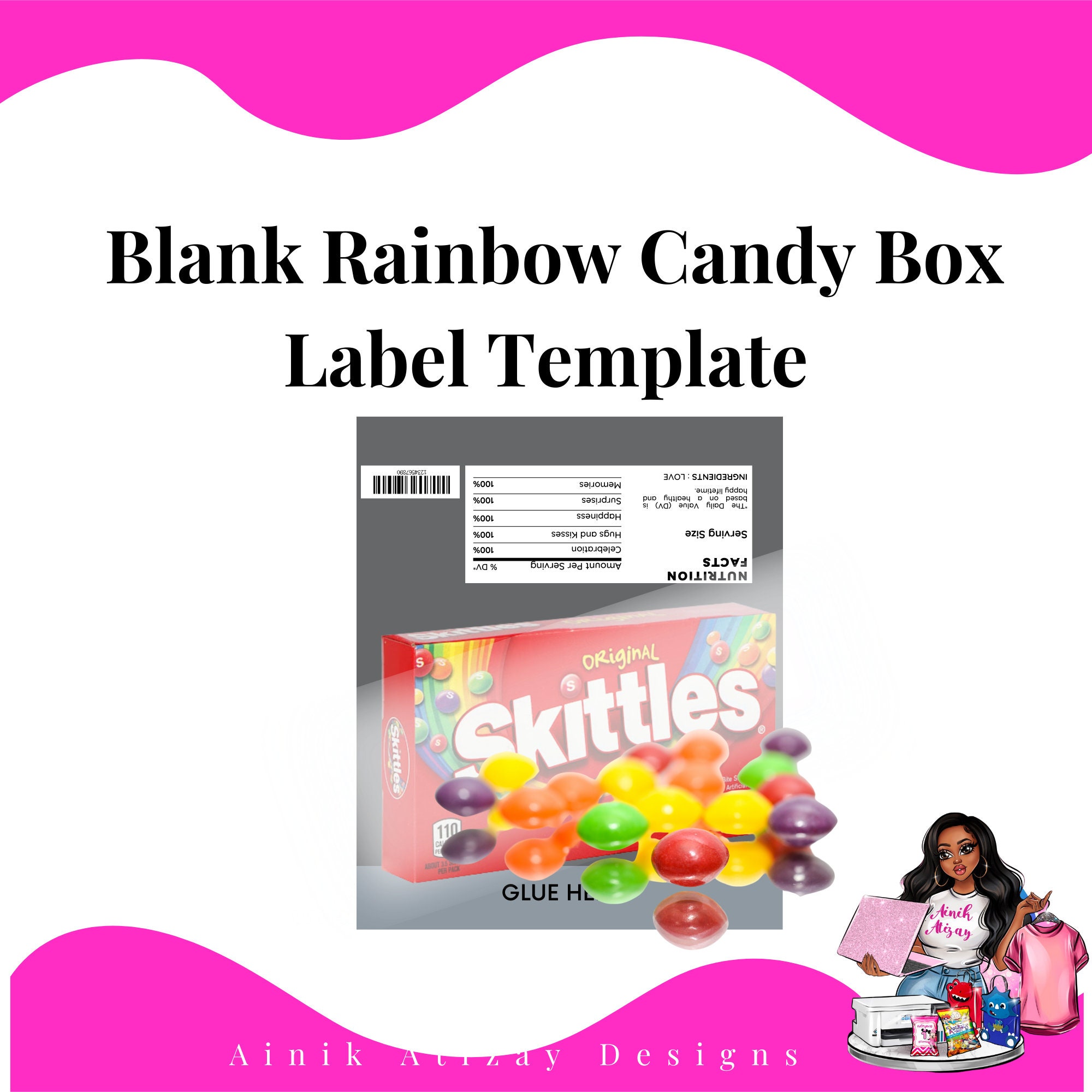 Skittles Inspired Rainbow Candy Label Blank Template for - Etsy