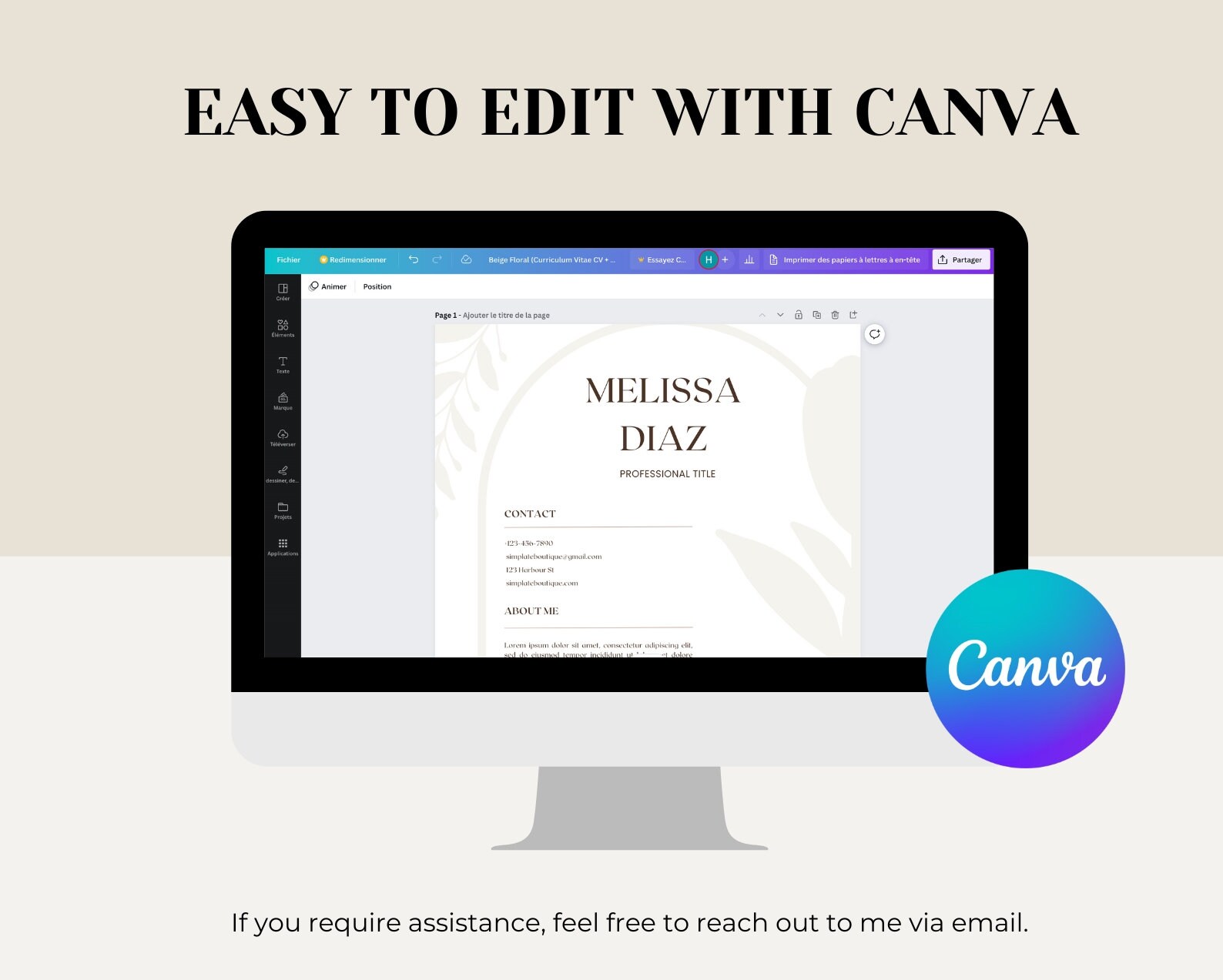Professional Resume Template for Canva. CV Template Professional
