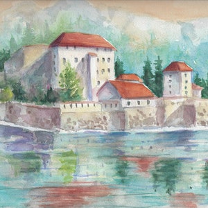 Passau On The Danube Print, Bavarian Watercolor Painting, Germany Painting, Museum Quality Fine Art Print