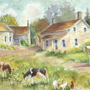 Back on the Farm Print, Watercolor Painting, Farmhouse Decor, Museum Quality Fine Art Print