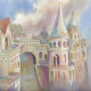 Budapest Print, Watercolor Painting, Budapest, Hungary, Wall Art, Museum Quality Fine Art Print