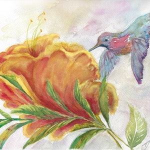 Hummingbird Print, Watercolor Painting, Hummingbird Heaven, Museum Quality Fine Art Print