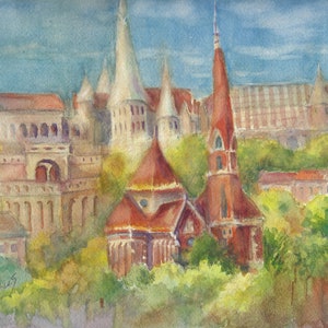 Budapest Watercolor Print, Budapest, Hungary, Wall Art, Museum Quality Fine Art Print
