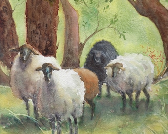 Jesus Knows His Sheep Print, Christian Art, Flock Of Sheep Watercolor Painting, Museum Quality Fine Art Print