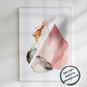 Aquarell abstrakt druckbare Wandkunst, sofortiger digitaler Download, Digitaldrucke, Wanddekor, minimalistisch, neutrale Farben, DIY, AI Wandkunst