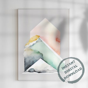 Aquarell abstrakt Digitaldrucke, sofortiger digitaler Download, druckbare Wandkunst, Wanddekor, minimalistisch, neutrale Farben, DIY, AI Wandkunst