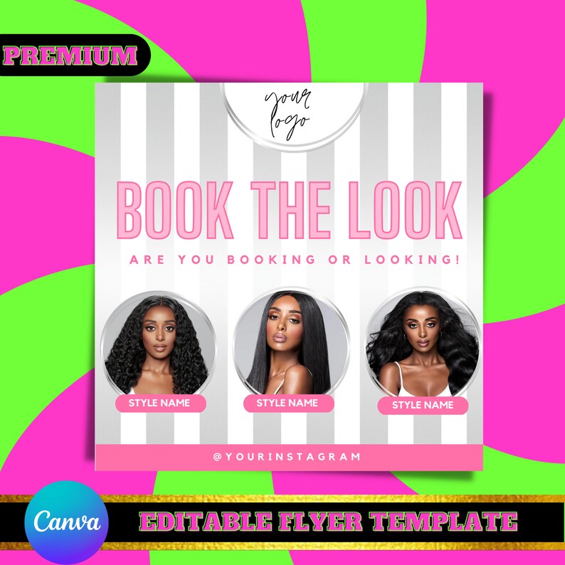 Wig Install Specials Flyer DIY Hair Salon Appointment Book Now Sale