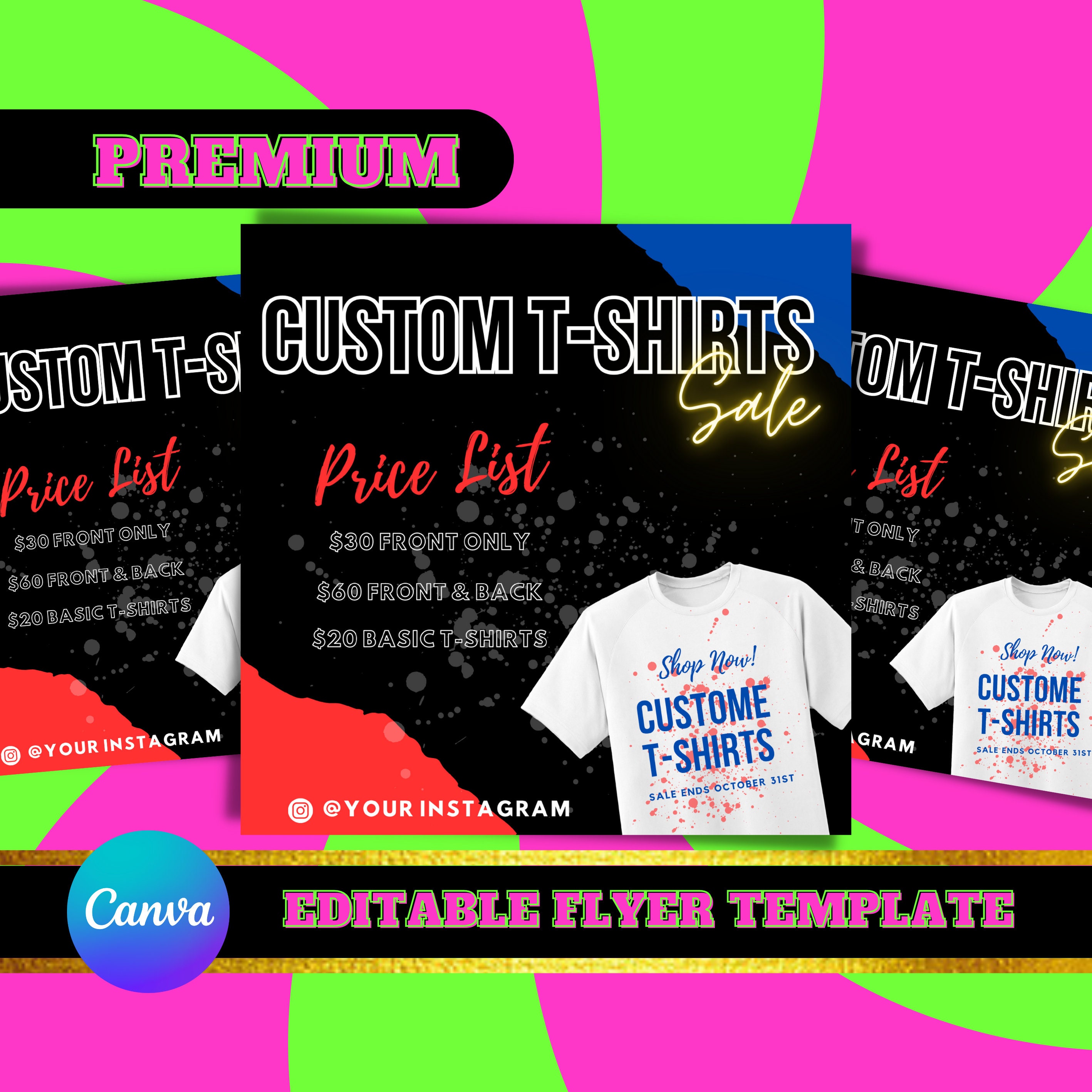 T shirts print shop business flyer template