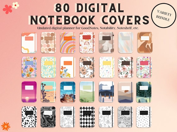 80 Goodnotes Covers, digital notebook cover, patterns notebook cover, notability cover, digital planner cover, colorful notebook cover, note