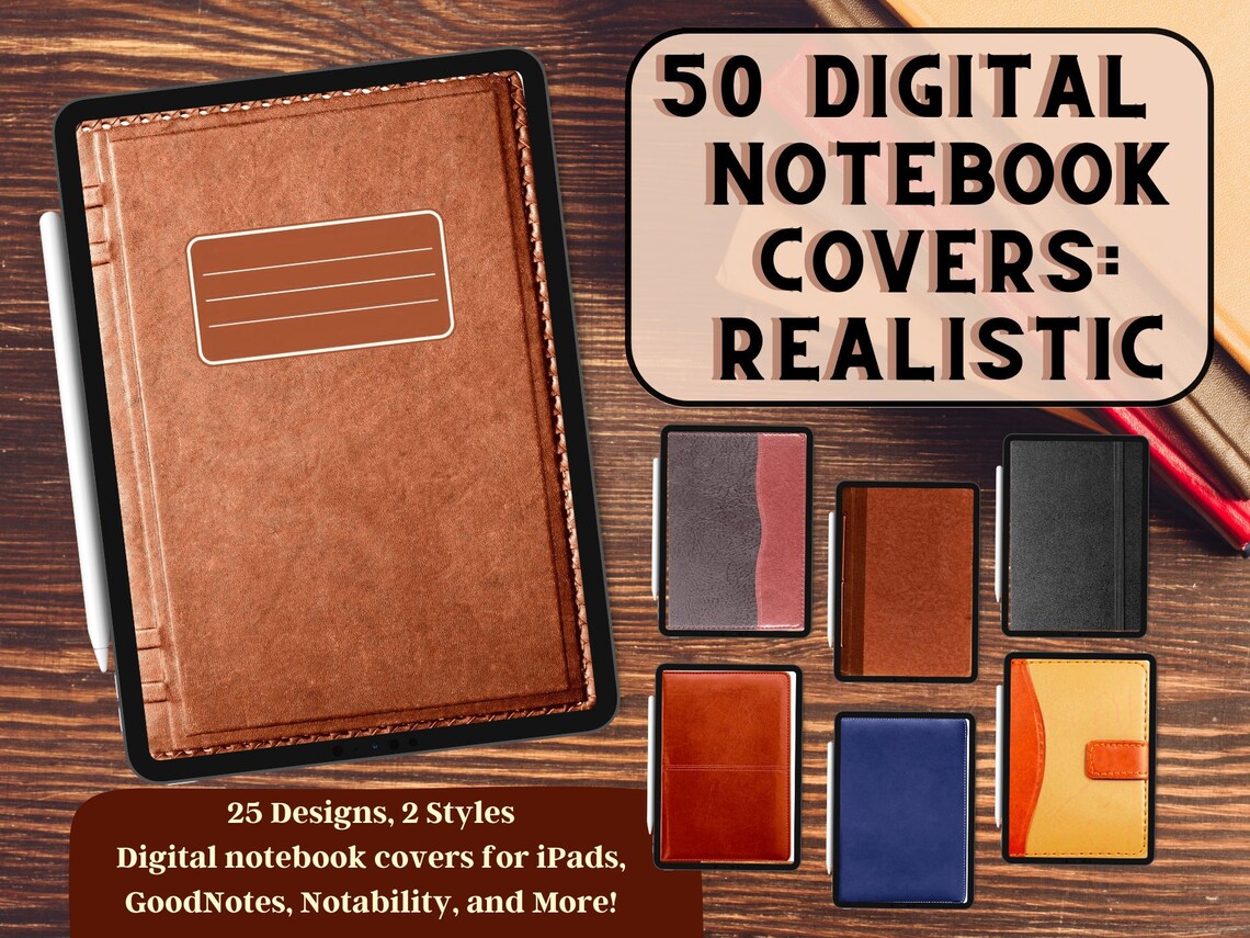 50 Realistic Goodnotes Covers, Digital Notebook Cover, Patterns