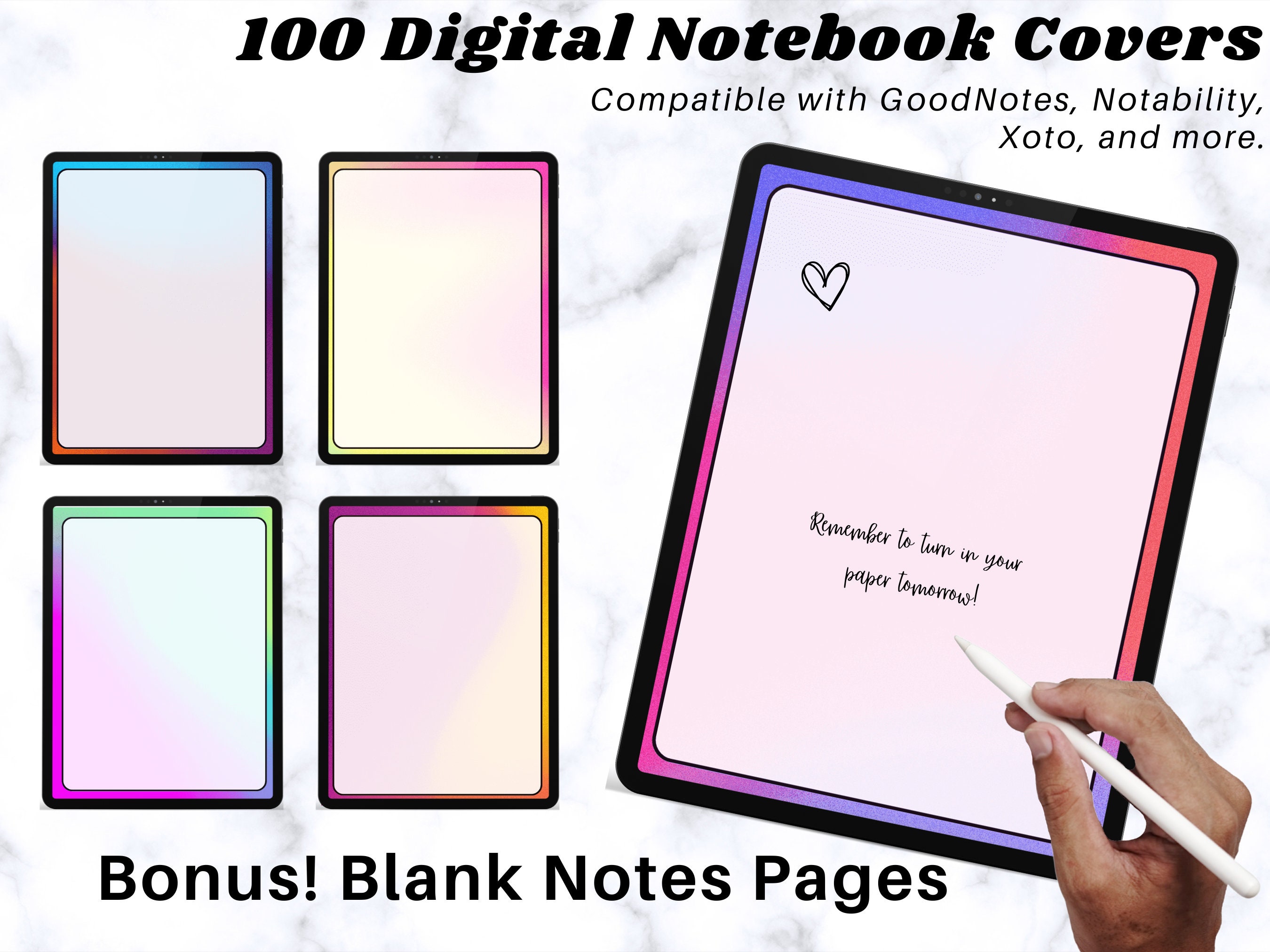 100 Goodnotes Covers Bundle, Digital Notebook Cover, Patterns Notebook