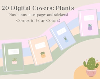 Plant Digital Notebook Covers, Goodnotes Notability, A4 (PNG, PDF, GoodNotes File)