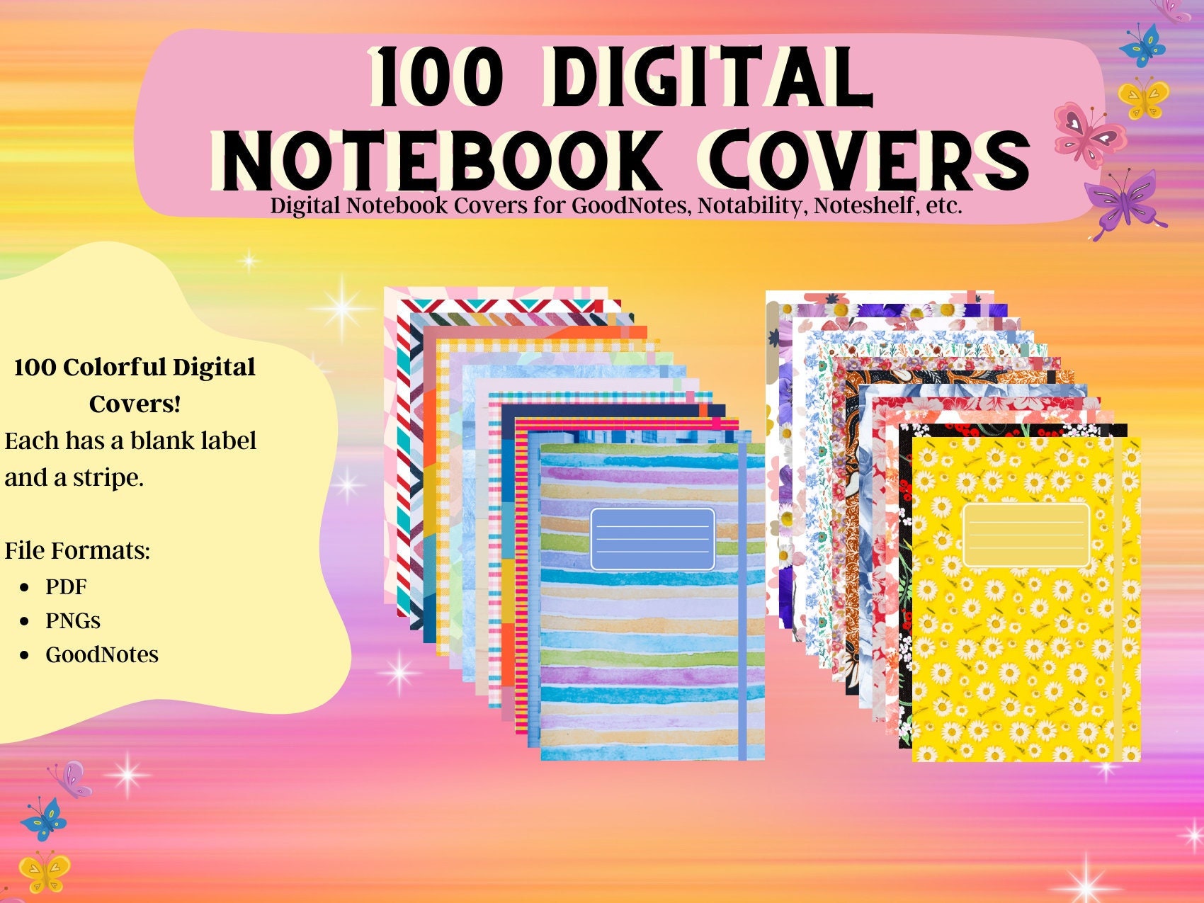 12 Tab Digital Notebook Scrapbook Theme, Hyperlink PDF, Lined, Grid,  Dotted, Cornell, Sticker, Bujo, Digital Planner, Goodnotes, Notability 