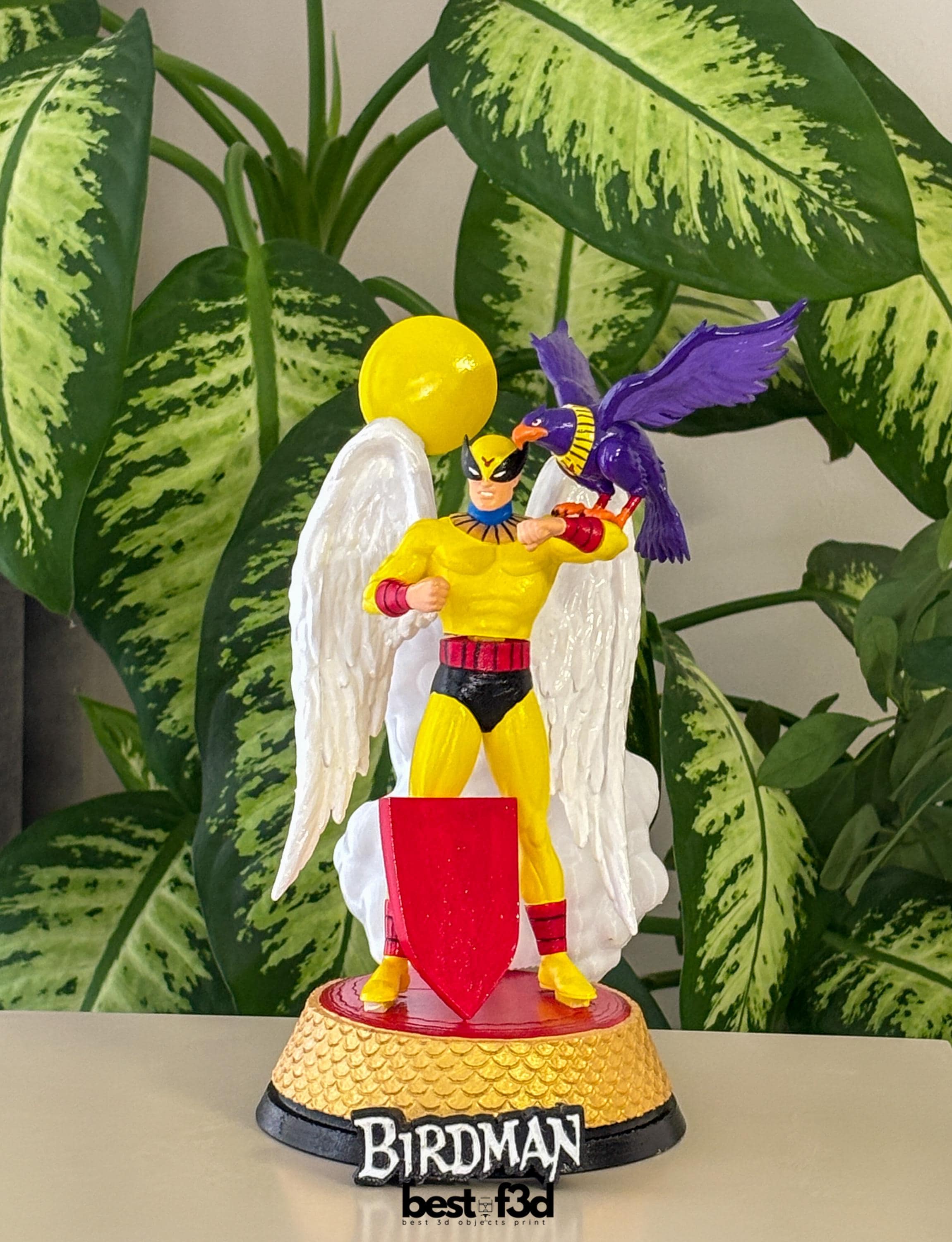 Birdman and Avenger 3D Printed Figure, Retro 60s Superhero Diorama