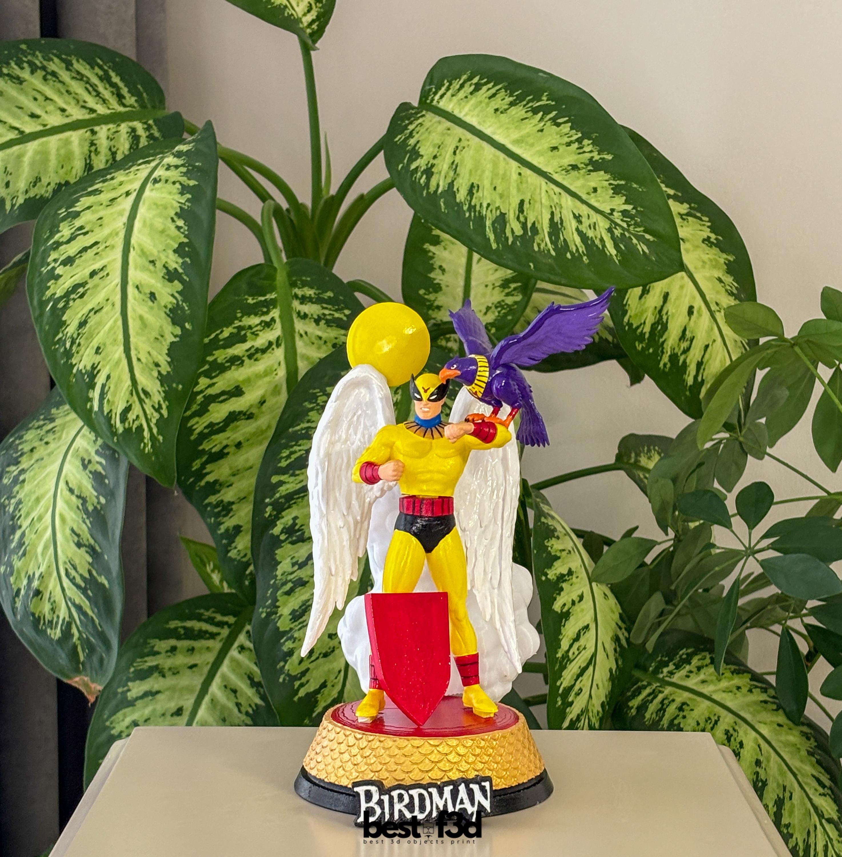 Birdman and Avenger 3D Printed Figure, Retro 60s Superhero Diorama