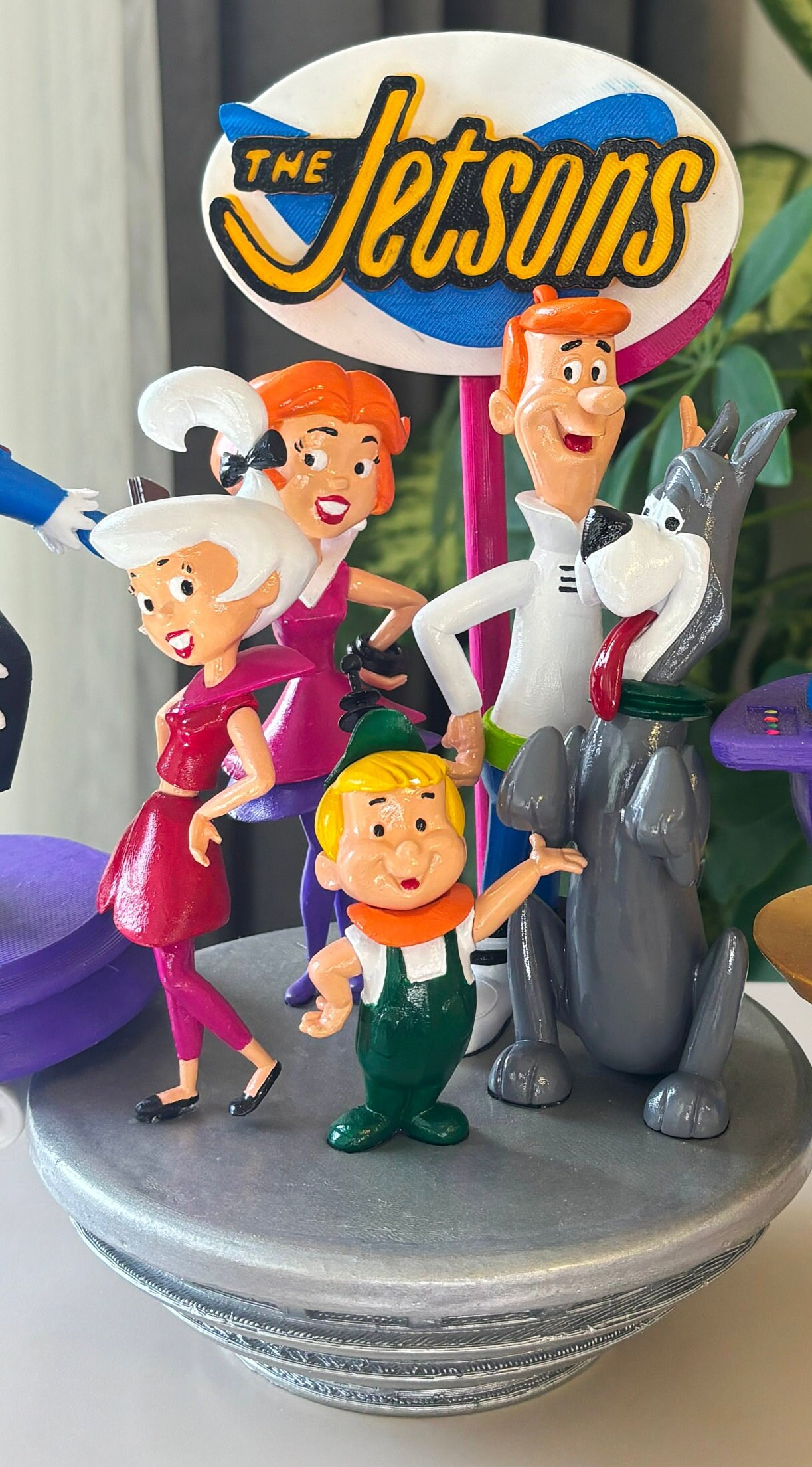 Jetsons Family 3D Printed Diorama, Rosie & Spacely, Retro Decor