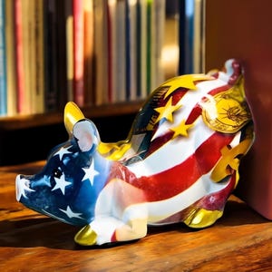 Fermalibri a forma di maialino / Fermalibri a forma di simpatici animali dei cartoni animati / Statuine di animali colorati / Ornamenti di animali / Decorazioni con bandiera americana / Decorazioni per librerie