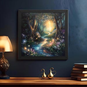 Enchanted Forest Art Print | Magical Landscape Wall Decor | Bookshelf ...