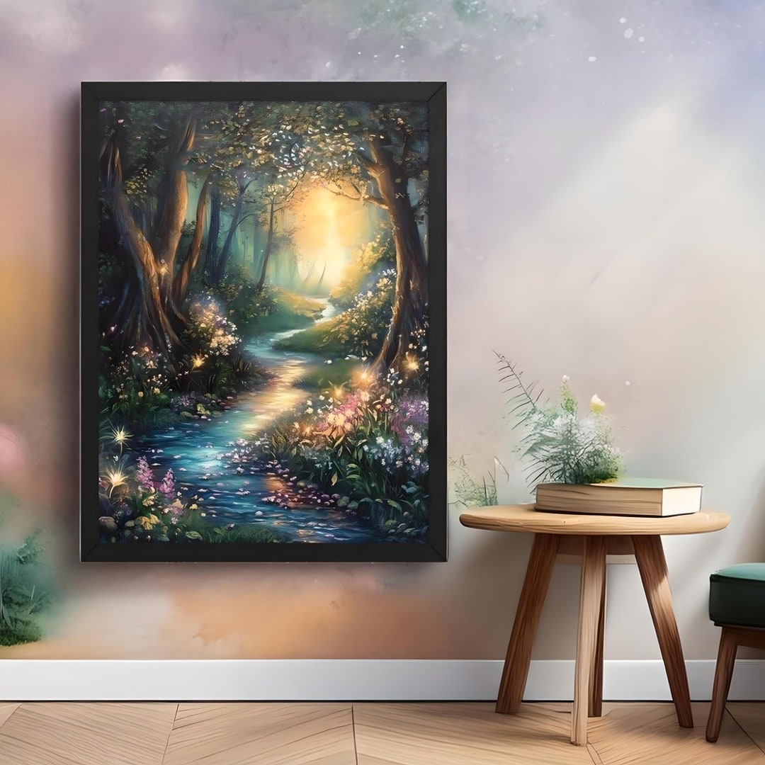 Enchanted Forest Art Print | Magical Landscape Wall Decor | Bookshelf ...