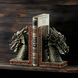 Dragon Bookends | Fantasy Bookends | Bookshelf Decor | Gothic Décor | Fiction Lover Bookends | Cat Decor | Mythical Bookends | Dragon Decor